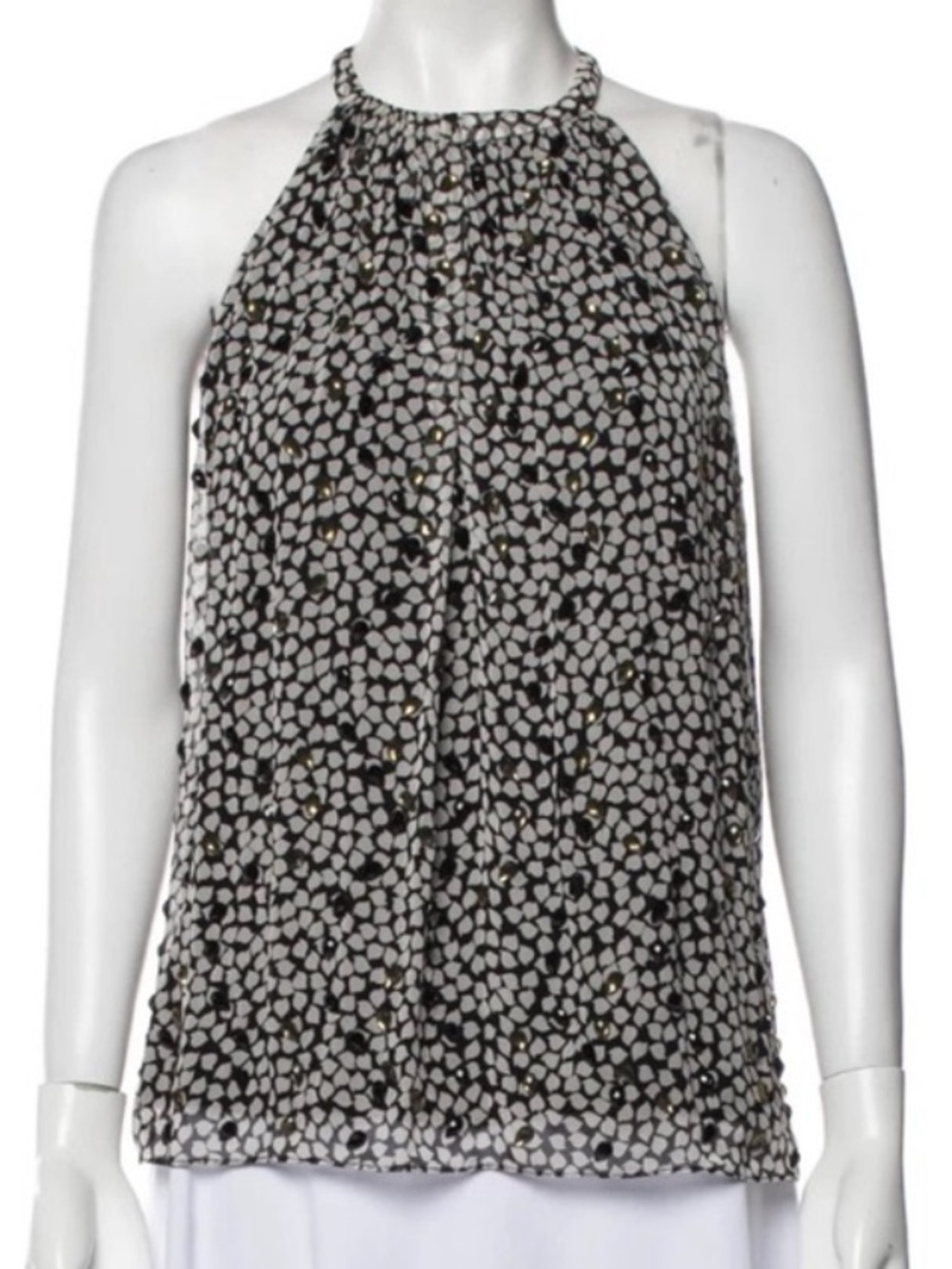 Diane Von Furstenberg Silk Black and White Patterned Blouse